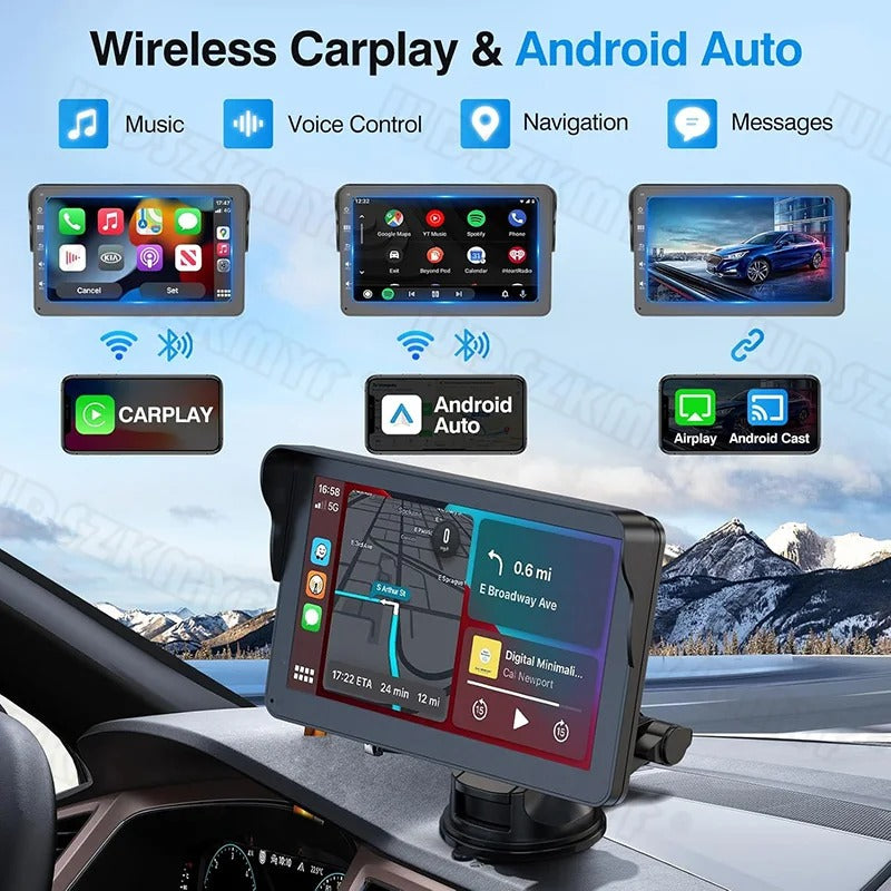 CARPRO - Pantalla Universal HD con Cámara Trasera y Control Remoto para tu carro